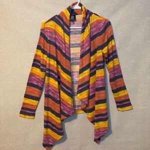 Bobeau Womens Cardigan Small Rayon Polyester Striped Open Casual‎ Colorful New